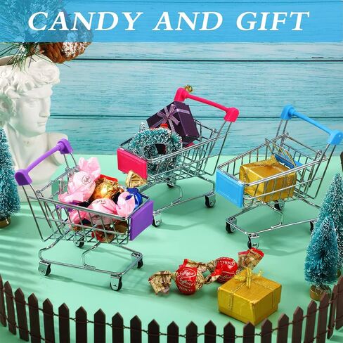 Hotop 3 Pieces Mini Shopping Cart Small Supermarket Cart Metal Shopping Utility Toys for Mode Desk Storage Decor(Pink,Purple,Light Purple) in Saudi Arabia