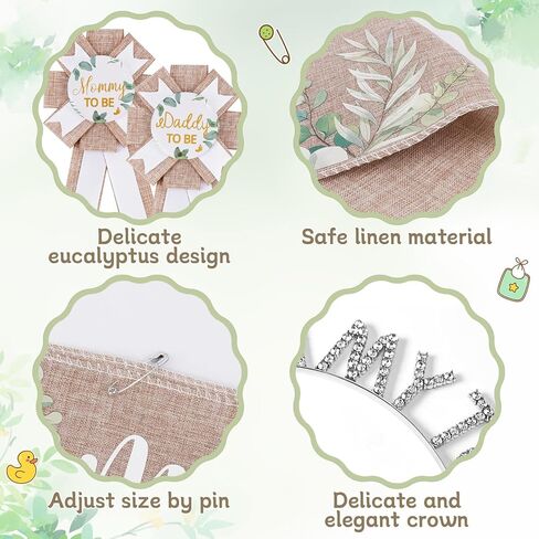 زخارف استحمام الطفل Bee Baby Mommy إلى Bee Sash و Daddy إلى Bee Tinplate Badge ، 3pcs أمي لتكون وشاحًا وأبي لتكون دبوسًا لما سيكشف جنس Baby Bee Gender in Kuwait