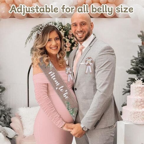 زخارف استحمام الطفل Bee Baby Mommy إلى Bee Sash و Daddy إلى Bee Tinplate Badge ، 3pcs أمي لتكون وشاحًا وأبي لتكون دبوسًا لما سيكشف جنس Baby Bee Gender in Kuwait