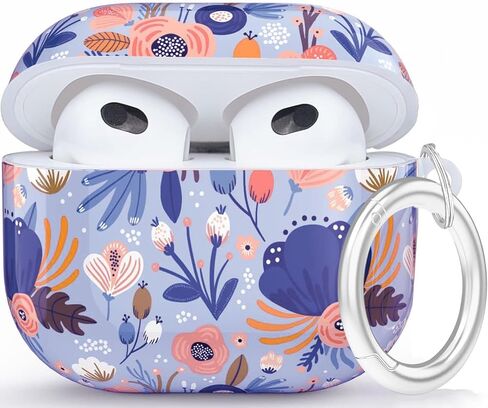 حافظة Airpods الجيل الثالث - حافظة حماية صلبة لسماعات Airpods 3 من Wonjury للنساء والفتيات مع سلسلة مفاتيح لجهاز Apple Airpod Gen 3 (2021) حافظة شحن، غرزة/سلحفاة in Kuwait
