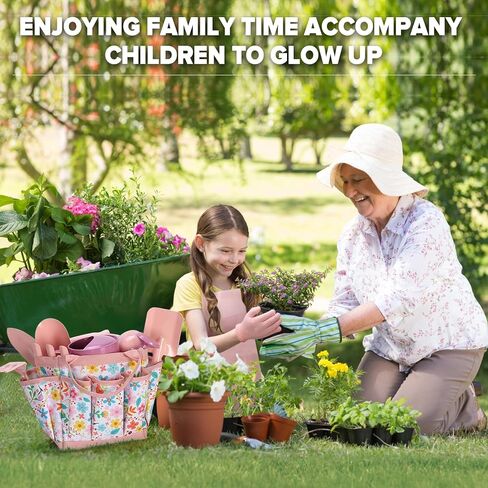 مجموعة البستنة للأطفال 14 مساءً أدوات البستنة للأطفال الذين لديهم حقيبة حمل ، وعلب الري ، والمجرفة ، وآزر ، وكتاب الحديقة ، ومزيد من التعلم العلمي في الهواء الطلق للأطفال الصغار الفتاة (الوردي) in Kuwait