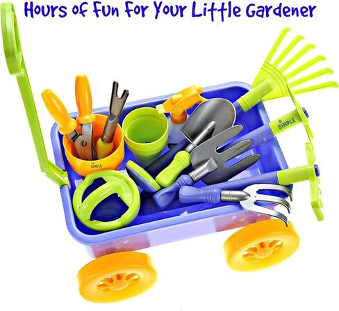Dimple Garden Wagon & Tools Toy Set Premium 15 Pcs Kids Gardening Tools & Wagon Toy Set - Sturdy & Durable - Top Yd, Beach, Sand, Garden Play Set - Great for Kids & Toddlers in Kuwait