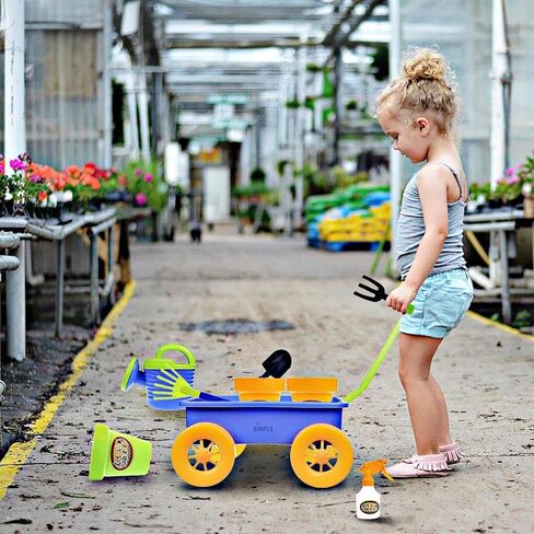 Dimple Garden Wagon & Tools Toy Set Premium 15 Pcs Kids Gardening Tools & Wagon Toy Set - Sturdy & Durable - Top Yd, Beach, Sand, Garden Play Set - Great for Kids & Toddlers in Kuwait