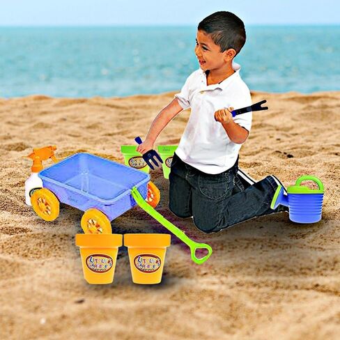 Dimple Garden Wagon & Tools Toy Set Premium 15 Pcs Kids Gardening Tools & Wagon Toy Set - Sturdy & Durable - Top Yd, Beach, Sand, Garden Play Set - Great for Kids & Toddlers in Kuwait