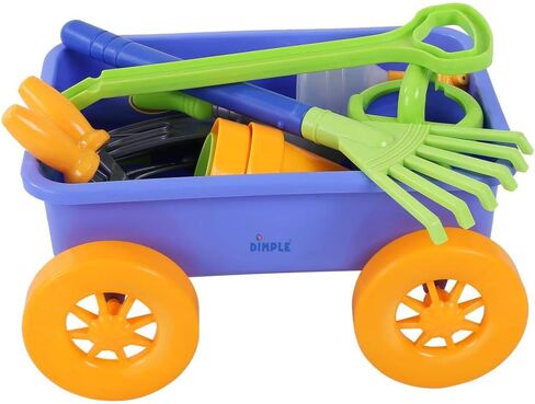 Dimple Garden Wagon & Tools Toy Set Premium 15 Pcs Kids Gardening Tools & Wagon Toy Set - Sturdy & Durable - Top Yd, Beach, Sand, Garden Play Set - Great for Kids & Toddlers in Kuwait