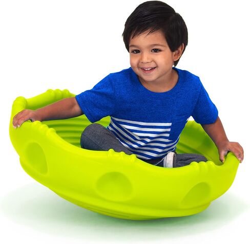 Simplay3 Two Sided Rock Around Wobble Disk and Climbing Dome for Toddlers and Kids - Rocking and Climbing - Indoor/Outdoor - Yellow/Green, Made in USA (1 Pack) in Saudi Arabia