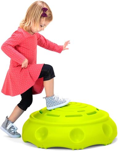 Simplay3 Two Sided Rock Around Wobble Disk and Climbing Dome for Toddlers and Kids - Rocking and Climbing - Indoor/Outdoor - Yellow/Green, Made in USA (1 Pack) in Saudi Arabia