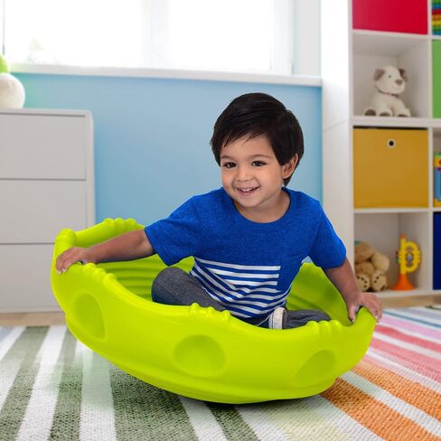 Simplay3 Two Sided Rock Around Wobble Disk and Climbing Dome for Toddlers and Kids - Rocking and Climbing - Indoor/Outdoor - Yellow/Green, Made in USA (1 Pack) in Saudi Arabia
