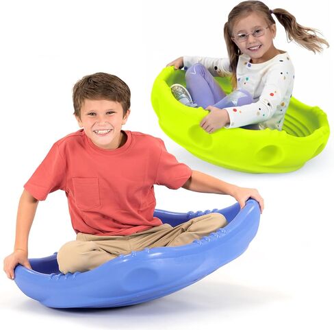 Simplay3 Two Sided Rock Around Wobble Disk and Climbing Dome for Toddlers and Kids - Rocking and Climbing - Indoor/Outdoor - Yellow/Green, Made in USA (1 Pack) in Saudi Arabia