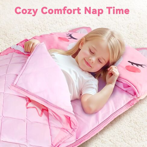 iPlay, iLearn Kid Sleeping Bag, Unicorn Slumber Sack, Toddler Girl Nap Mat, 2 In 1 Pink Animal Cushion Blanket, Happy Travel Sleepover Daycare Preschool Birthday Gift for 3 4 5 6 Year Old Child Summer in Saudi Arabia