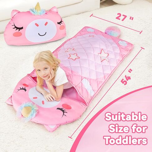 iPlay, iLearn Kid Sleeping Bag, Unicorn Slumber Sack, Toddler Girl Nap Mat, 2 In 1 Pink Animal Cushion Blanket, Happy Travel Sleepover Daycare Preschool Birthday Gift for 3 4 5 6 Year Old Child Summer in Saudi Arabia