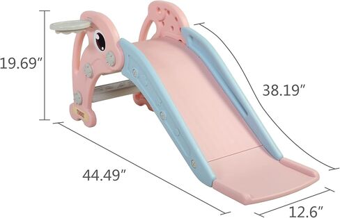 3 in 1 Toddler Slide, Baby Slide Climber Playset with Basketball Hoop and Ball, Indoor and Outdoor Playground for Kids in Kuwait