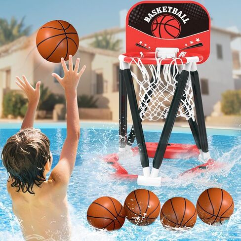 Pool Basketball Hoop, Floating Basketball Hoop Toy for Pool Water Game with 4 Basketballs Summer Swimming Pool Games for Kids & Adults Indoor Outdoor Play (Blue) in Saudi Arabia