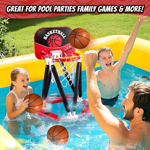 Pool Basketball Hoop, Floating Basketball Hoop Toy for Pool Water Game with 4 Basketballs Summer Swimming Pool Games for Kids & Adults Indoor Outdoor Play (Blue) in Saudi Arabia