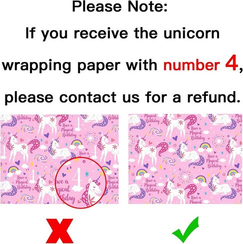 WRAPAHOLIC Pink Unicorn Birthday Wrapping Paper Roll - Mini Roll - 17 Inch x 9.8 Feet - Have a Magical Birthday Perfect for Girls, Baby Shower, Party, Holiday in Kuwait
