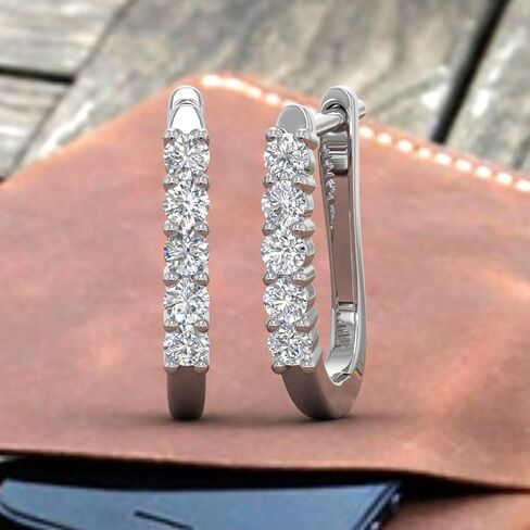 1/2 Carat Natural Diamond Hoop Earrings in 10K Gold or 950 Platinum in Kuwait