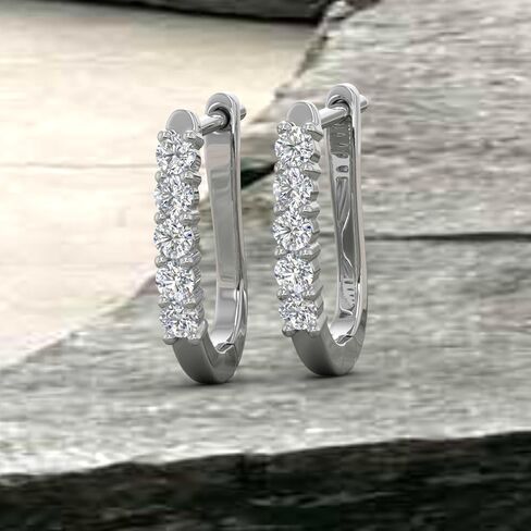 1/2 Carat Natural Diamond Hoop Earrings in 10K Gold or 950 Platinum in Kuwait