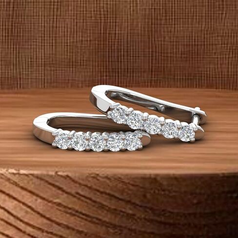 1/2 Carat Natural Diamond Hoop Earrings in 10K Gold or 950 Platinum in Kuwait