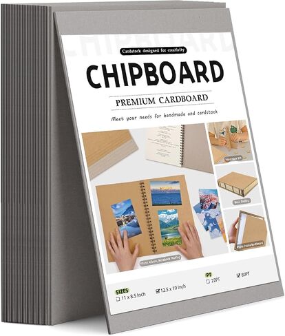 JNENERY 20Pcs Book Board for Book Binding, 12.5 x 10", 80pt Chipboard Sheets, 2mm Thick Binders Board, Heavy Duty Cardboard Sheets and Sturdy Kraft Board for Bookbinding, Crafts, Packaging (Grey) in Saudi Arabia