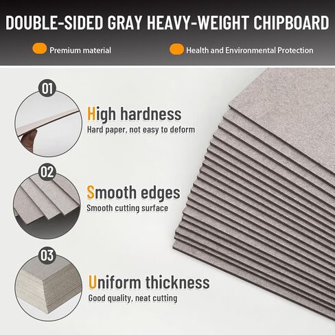 JNENERY 20Pcs Book Board for Book Binding, 12.5 x 10", 80pt Chipboard Sheets, 2mm Thick Binders Board, Heavy Duty Cardboard Sheets and Sturdy Kraft Board for Bookbinding, Crafts, Packaging (Grey) in Saudi Arabia