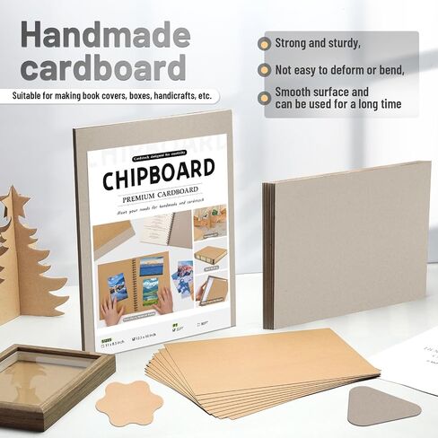 JNENERY 20Pcs Book Board for Book Binding, 12.5 x 10", 80pt Chipboard Sheets, 2mm Thick Binders Board, Heavy Duty Cardboard Sheets and Sturdy Kraft Board for Bookbinding, Crafts, Packaging (Grey) in Saudi Arabia