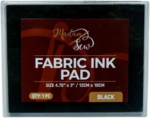 Madam Sew Permanent Fabric Ink Stamp Pad | Crisp, Washable Impressions on Cotton & Linen | Fade-Resistant Fabric Ink Pad for Fabric Crafts, Labels & Gifts | Works with All Rubber Stamps (Black) in Saudi Arabia