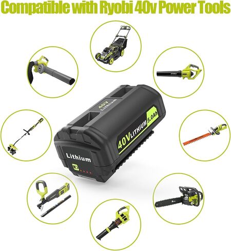 استبدال بطارية 6.0 أمبير في الساعة لبطارية ليثيوم أيون Ryobi 40 فولت 6.0 أمبير في الساعة OP4040 OP4050A OP40602 OP40201 متوافقة مع أدوات الطاقة اللاسلكية Ryobi 40 فولت وشواحن بطاريات 40 فولت in Saudi Arabia