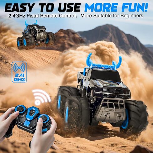 Lacchoufee 1:16 Truck Monster Truck Tarys RC Cars ، 2.4 جيجا هرتز شاحنة التحكم عن بُعد للأطفال ، فتى الأطفال الذين تتراوح أعمارهم in Kuwait