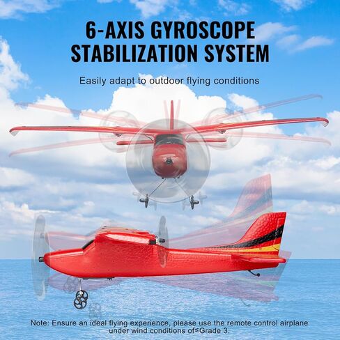 طائرة Vevor RC Airplane ، 2.4 جيجا هرتز 2 طائرة التحكم عن بعد القنوات مع تثبيت جيررو 6 محاور ، جاهزة للطيران مع بطاريتين ، لوحة الإبحار RC للأطفال ، المبتدئين ، الأحمر in Kuwait