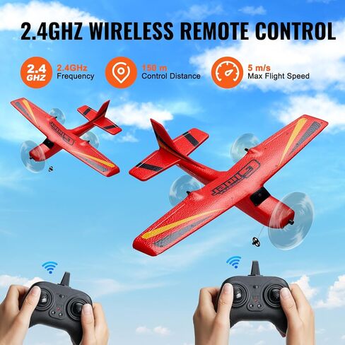 طائرة Vevor RC Airplane ، 2.4 جيجا هرتز 2 طائرة التحكم عن بعد القنوات مع تثبيت جيررو 6 محاور ، جاهزة للطيران مع بطاريتين ، لوحة الإبحار RC للأطفال ، المبتدئين ، الأحمر in Kuwait