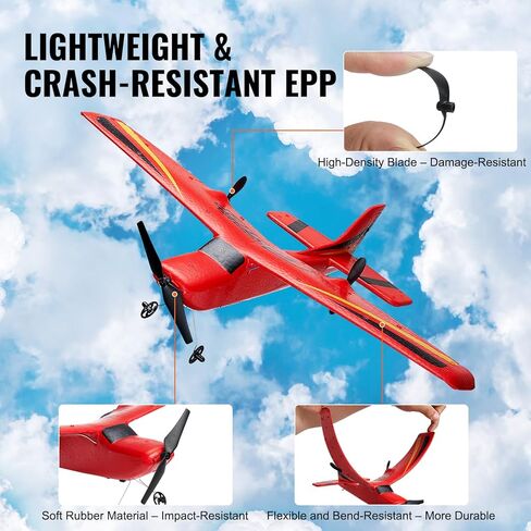 طائرة Vevor RC Airplane ، 2.4 جيجا هرتز 2 طائرة التحكم عن بعد القنوات مع تثبيت جيررو 6 محاور ، جاهزة للطيران مع بطاريتين ، لوحة الإبحار RC للأطفال ، المبتدئين ، الأحمر in Kuwait
