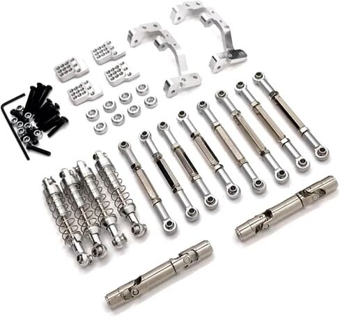 for WPL C14 C24 C24-1 C54 Metal Chassis Link Rod Pull Rod Mount Shock Absorber Drive Shaft Set 1/16 RC Car Upgrade Parts(Red) in Saudi Arabia