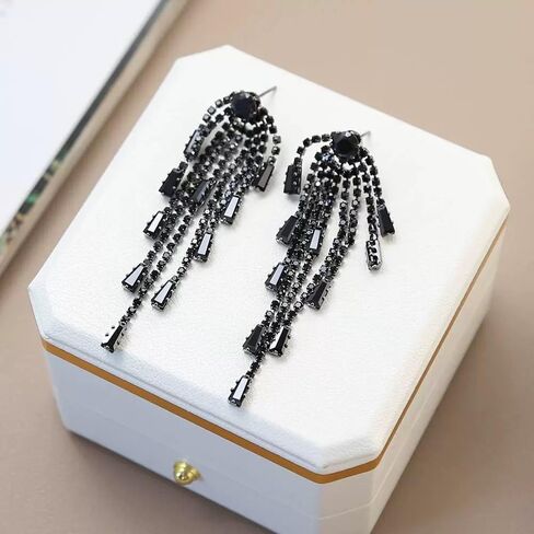 Black Dangle Earrings Handmade Boho Drop Earrings for Women,Black Dangling Earrings Trendy Baroque Earrings Bohemian Earring Teardrop Chandelier Earrings in Kuwait