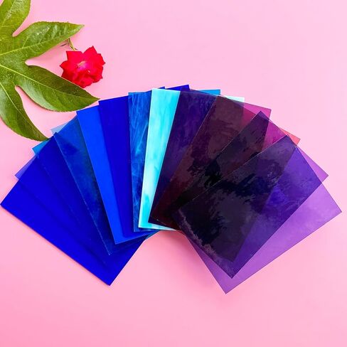 Elluckai 12 Sheets Coe 90 Glass للاندماج ، 6 × 4 بوصات ، مستلزمات زجاجية منصهرة لصنع المجوهرات المصنوعة من الزجاج ، وألواح زجاجية ملطخة من خلال الحرف اليدوية (الأرجواني الأزرق) in Kuwait