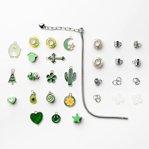 Leexinluu DIY Swelet Jewelry Kit-مجموعة مجوهرات فورية متعددة الألوان | الحلي والخرز مجمعة مسبقا | قم بعمل أساور قابلة للتعديل مخصصة ، مجموعة واحدة لصنع منتج نهائي. (أخضر) in Saudi Arabia