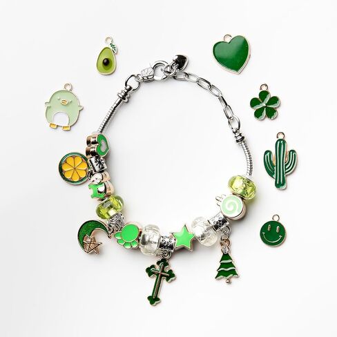 Leexinluu DIY Swelet Jewelry Kit-مجموعة مجوهرات فورية متعددة الألوان | الحلي والخرز مجمعة مسبقا | قم بعمل أساور قابلة للتعديل مخصصة ، مجموعة واحدة لصنع منتج نهائي. (أخضر) in Saudi Arabia