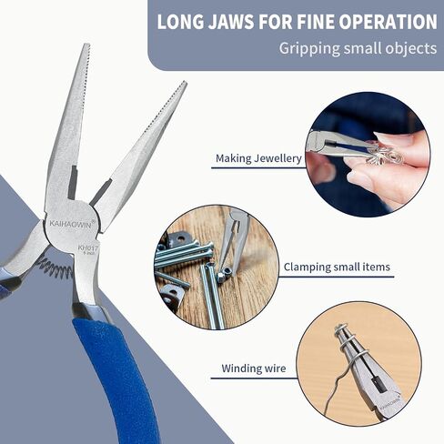 KAIHAOWIN Mini Needle Nose Pliers 5"-5 Pack KAIHAOWIN Small Long Nose Pliers with Wire Cutters, Spring Loaded Thin Needle Nose Pliers, Precision Pliers Set for Crafts/Jewelry Making/Tiny Project in Kuwait
