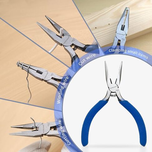 KAIHAOWIN Mini Needle Nose Pliers 5"-5 Pack KAIHAOWIN Small Long Nose Pliers with Wire Cutters, Spring Loaded Thin Needle Nose Pliers, Precision Pliers Set for Crafts/Jewelry Making/Tiny Project in Kuwait