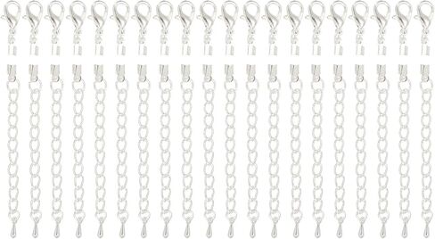 uxcell 20sets طية فوق نهايات الحبل ، مقترات 2.5 ملم تتجعد CAP CLASP نصائح مع مشابك مخلب جراد البحر وسلسلة التمديد لسوار صنع الحرف DIY الجلدية ، والذهب الفاتح in Kuwait
