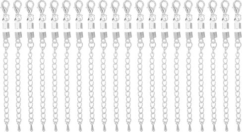 uxcell 20sets طية فوق نهايات الحبل ، مقترات 2.5 ملم تتجعد CAP CLASP نصائح مع مشابك مخلب جراد البحر وسلسلة التمديد لسوار صنع الحرف DIY الجلدية ، والذهب الفاتح in Kuwait