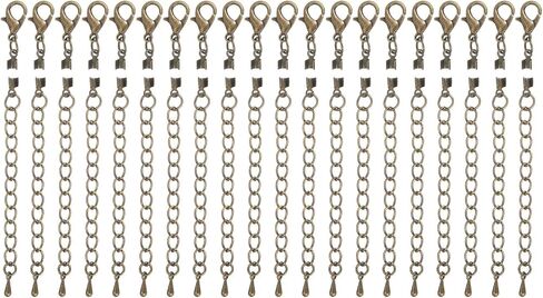 uxcell 20Sets Fold Over Cord Ends, 2.5mm Terminators Crimp Cap Clasp Tips with Lobster Claw Clasps and Extension Chain for Leather DIY Craft Making Necklace Bracelet, Light Gold in Saudi Arabia