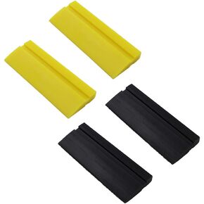 4Pcs Soft Rubber Squeegee Blade for Car Vinyl Wrapping, Window Tint Film Installation, Car Decal Tool, Home Glass/Mirror/Window Cleaning as Water Blade Black and Yellow