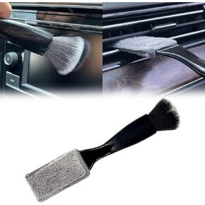 msyuusr 1 Pack Double Head Brush for Car Clean, 2 in 1 Portable Car Interior Dust Brush, Soft Multi-Functional Auto Detailing Brush for Car Air Vents Crevice, Office, Home, Keyboard (Black)
