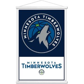 Trends International NBA Minnesota Timberwolves - Logo 21 Wall Poster, 22.375" x 34", Premium Print and Beechwood Hanger Bundle