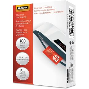 Fellowes 52031 Laminating Pouches,Business Card,2-1/4-Inch x3-3/4-Inch,100/PK,CL