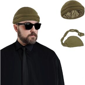 Turban Hat for Men,Silk Satin Lined Halo Turban Head Wrap Skull Cap for Men and Women
