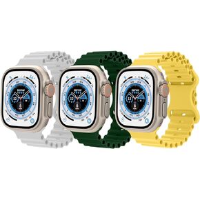 6 Packs Ocean Band Compatible with Apple Watch Ultra Band 49mm 45mm 44mm 42mm 41mm 40mm 38mm for women Men,Soft Waterproof Silicone Sport Strap iWatch Ultra Bands for Series 8 7 6 5 4 3 2 1 SE
