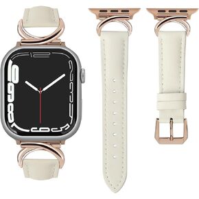 Leather Band Compatible with Apple Watch Bands 41mm 40mm 38mm 45mm 44mm 42mm 49mm Women, Dressy Designer Strap with C-Shape Metal Buckle for iWatch Bands Ultra 2, Series 9/8/7/6/5/4/3/2/1/SE