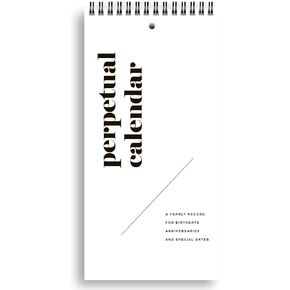 Perpetual Calendar, 5" x 10" Minimalist Special Event Reminder Calendar Book, Sprial Monthly and Daily Wall Hanging Organizer for Important Dates, Birthdays, Anniversaries (Black)