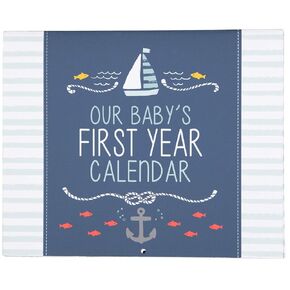 Carter's BA3-14074 Blue Nautical First Year Baby Calendar for Boys with Stickers, 11'' L x 18'' H